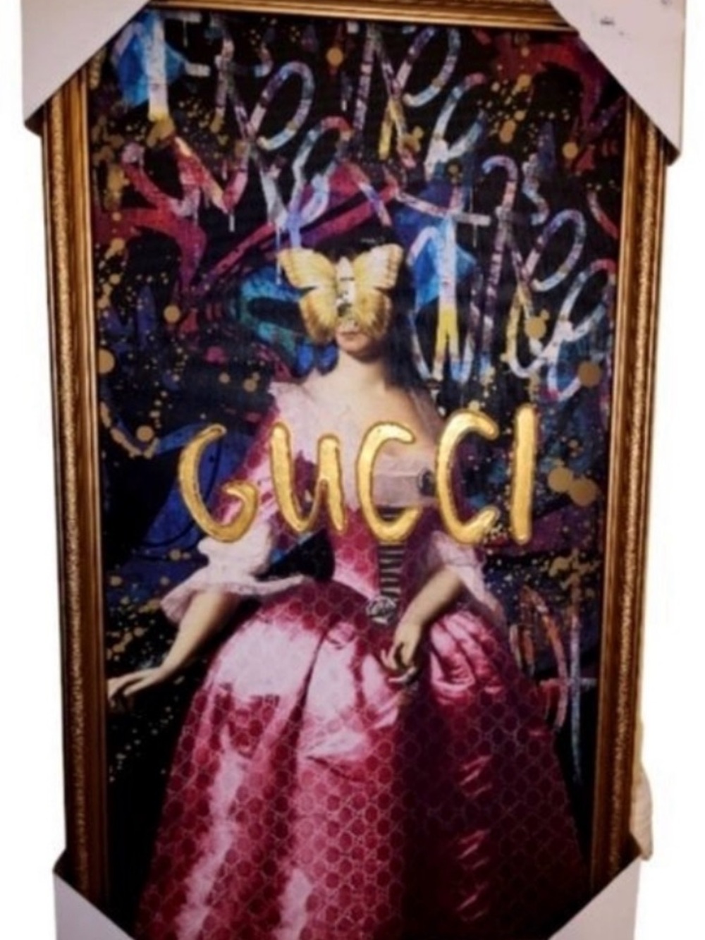 GUCCI Pink & Gold Baroque Wall Art Print